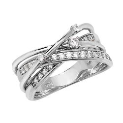 Silver Interwined Cz Ring 
