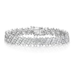 Round And Baguette Linear Bracelet LBG0015