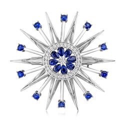 Round And Blue Pear Shape Star Burst Brooch LHG0010S