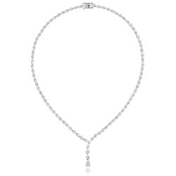 Angled Pear Shape Drop With Pear Shape Claw Set Line Necklet LNG0007
