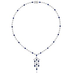 Blue Pear Shape And White Round Oriental Inspired Necklet LNG0011S