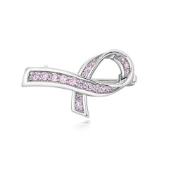 Pink Grain Set Stones Ribbon Brooch LHG0011