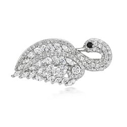 Round And Marquise Swan Brooch LHG0012