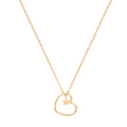 9ct Gold Heart With Dangling Star Necklet 