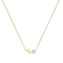 9ct Gold Cz Triple Star Necklet 