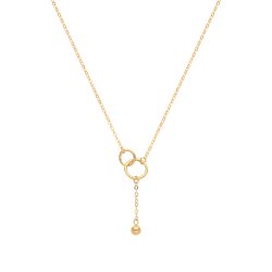 9ct Gold Double Circle With Drop Chain Necklet 