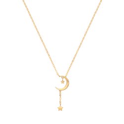 9ct Gold Moon With Drop Star Necklet 