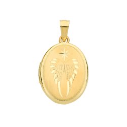 9ct Gold Wings Engraved Oval Locket 
