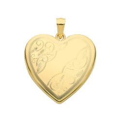 9ct Gold Engraved Heart Locket 