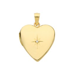 9ct Gold Heart Diamond Set Locket 