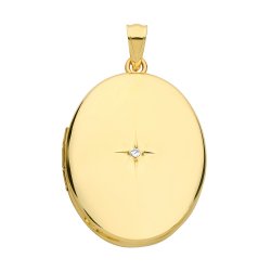 9ct Gold Oval Diamond Set  Locket 