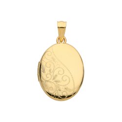 9ct Gold Engraved Oval Locket 