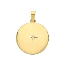 9ct Gold Round Diamond Set Locket 