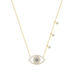 9ct Gold Cz Evil Eye Necklet 