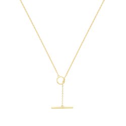 9ct Gold Circle And Bar Lariat Necklet 