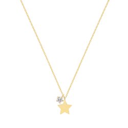 9ct Gold Star And Cz Charm Necklet 