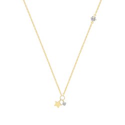 9ct Gold Star And Cz Charm Necklet 