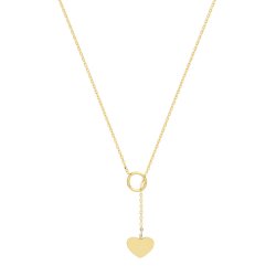 9ct Gold Circle And Heart Lariat Necklet 