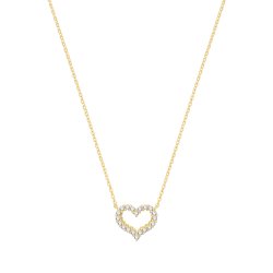 9ct Gold Cz Open Heart Necklet 