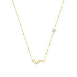 9ct Gold Plain And Cz Multi Star Necklet 