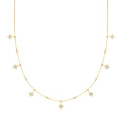 9ct Gold Diamond Shape Cz Necklet 