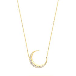9ct Gold Cz Crescent Moon Necklet 