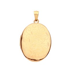 9ct Gold Leaf Engraved Oval Locket 