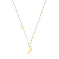 9ct Gold Moon And Star Necklet 