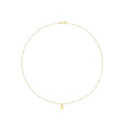 9ct Yel Gold 16"" Beaded Necklet With Miraculous 