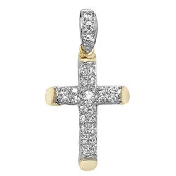 9ct Gold Cz Cross Pendant 