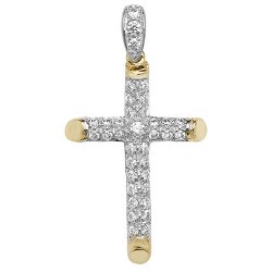 9ct Gold Cz Cross Pendant 