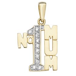 9ct Gold Cz No.1 Mum Pendant 