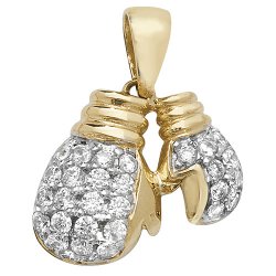 9ct Gold Cz Double Boxing Glove Pendant 