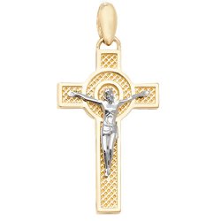 9ct Gold 2 Tone Crucifix Pendant 
