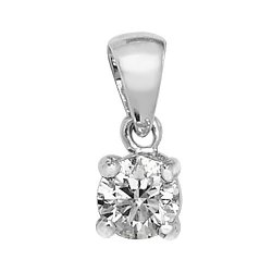 Diamond 4 Claw Pendant In 18ct White Gold 