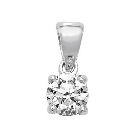 Diamond 4 Claw Pendant In 18ct White Gold 