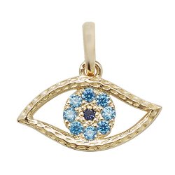 9ct Gold Blue Cz Evil Eye Pendant 