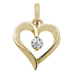 9ct Gold Cz Set Heart Pendant 