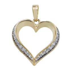 9ct Gold Cz Heart Pendant 