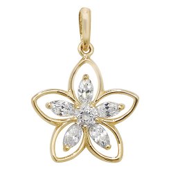 9ct Gold Cz Daisy Pendant 