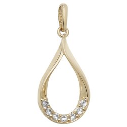 9ct Gold Cz Teardrop Pendant 