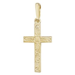 9ct Gold Engraved Cross Pendant 