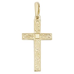 9ct Gold Engraved Cross Pendant 