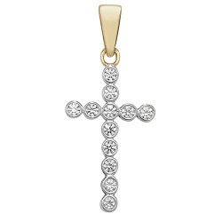 9ct Gold Cz Cross Pendant 