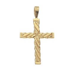 9ct Gold Patterned Cross Pendant 