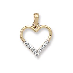 9ct Gold Cz Open Heart Pendant 
