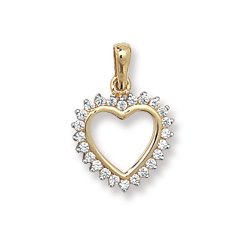 9ct Gold Cz Cluster Open Heart Pendant 