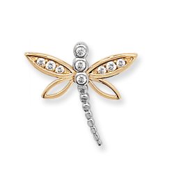 9ct Gold Cz Dragonfly Pendant 
