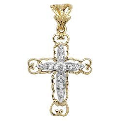 9ct Gold Cz Cross Pendant 