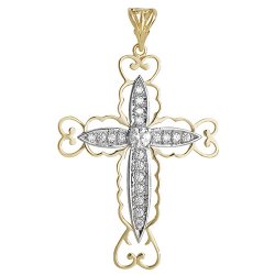 9ct Gold Cz Cross Pendant 